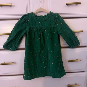 GAP Green Corduroy Dress with Floral Accents